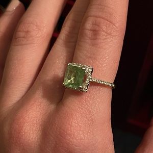 Green stone with Rhinestone Ring